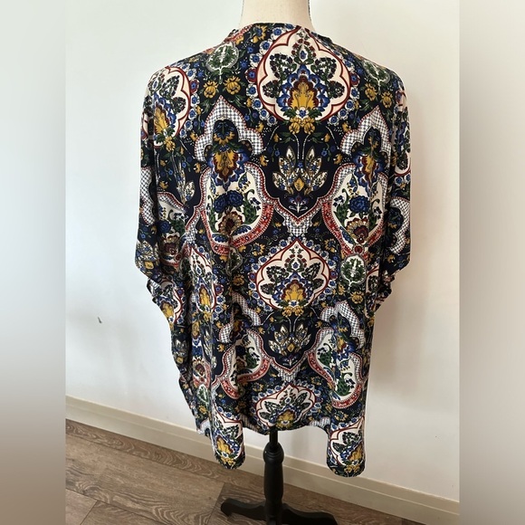 La Ropas  kimono jacket floral multi color open front SZ 1X - Picture 3 of 6